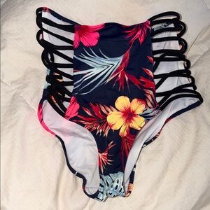 Victoria’s Secret floral, high waisted, bikini, swim bottoms